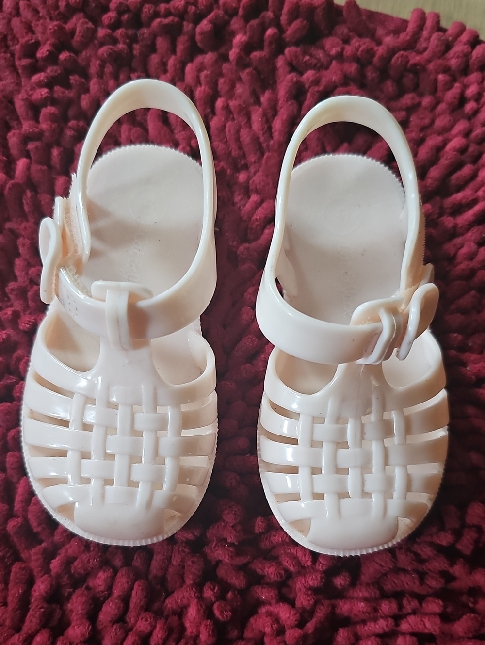 Kids Cream Jelly Sandals with Adjustable Buckle